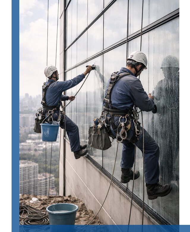 Профессиональная мойка фасадных окон альпинистами в Междуреченске