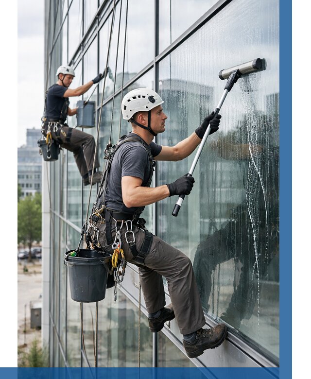 Мойка витражей альпинистами в Междуреченске от 707 р. под ключ|ВЫСОТНИК-Мжд