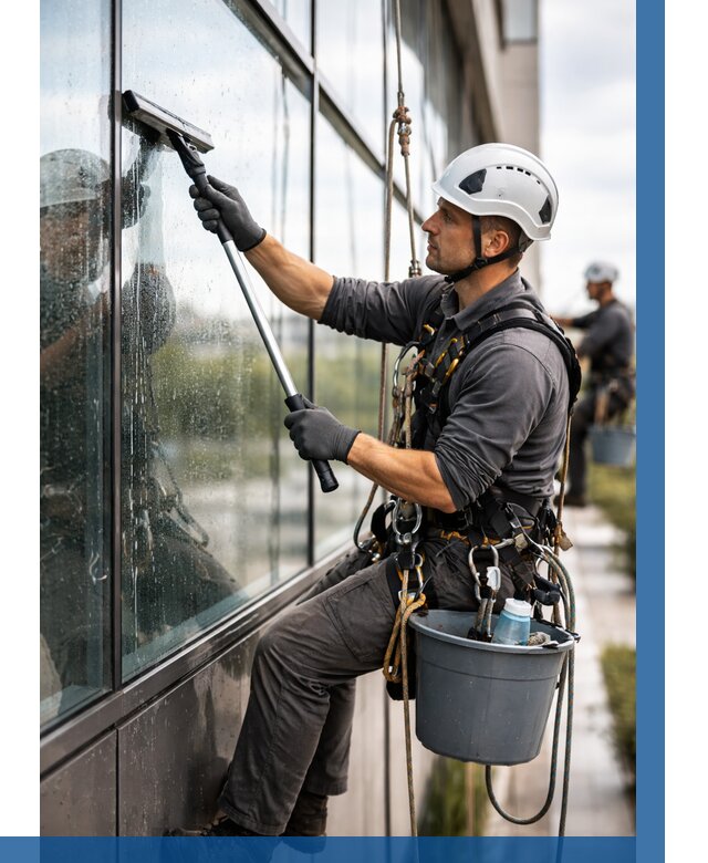 Мойка стеклянных фасадов в Междуреченске от 202 р. | ВЫСОТНИК-Мжд