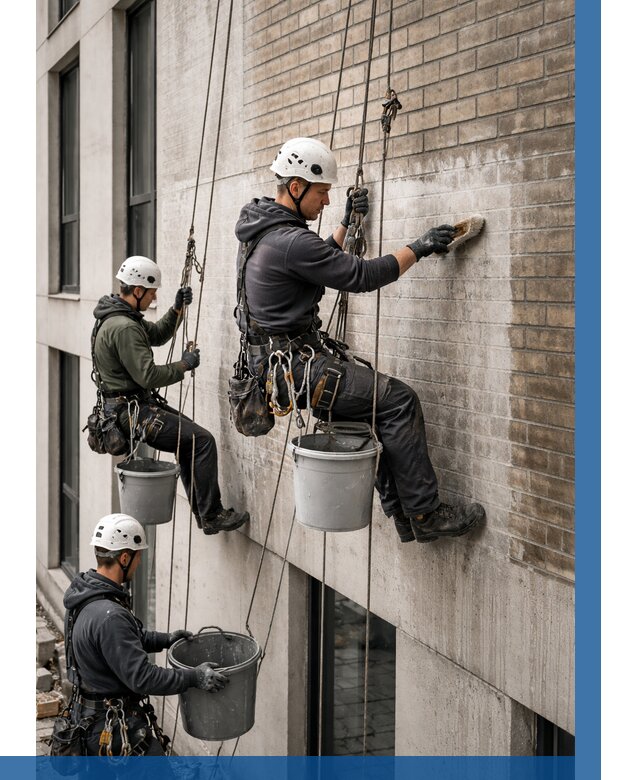 Удаление высолов с фасада в Междуреченске от 253 р. | ВЫСОТНИК-Мжд