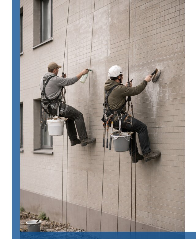 Удаление высолов с фасада зданий в Междуреченске без повреждений и следов