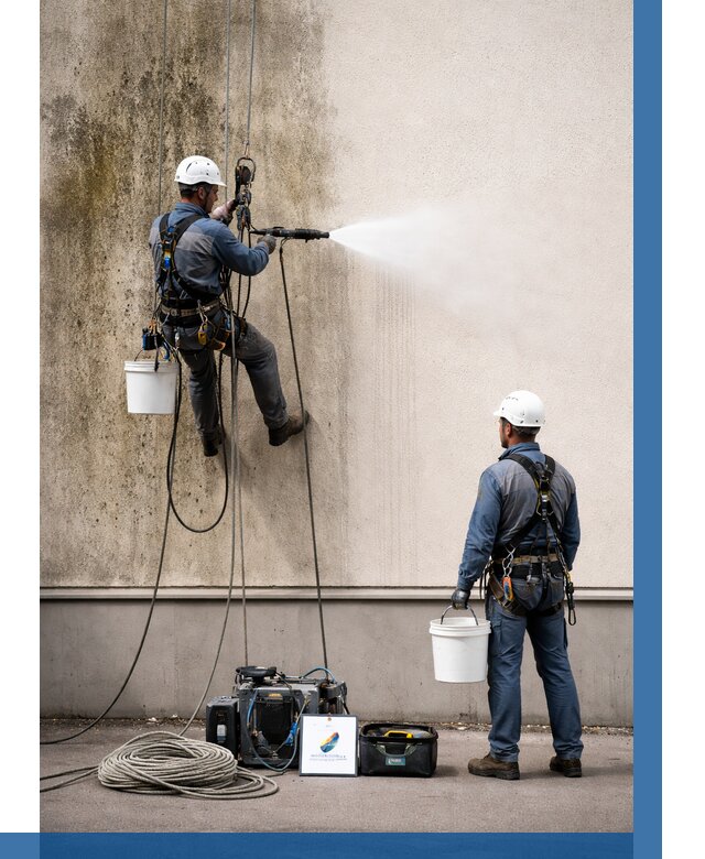 Очистка фасада от плесени в Междуреченске от 303 р. | ВЫСОТНИК-Мжд