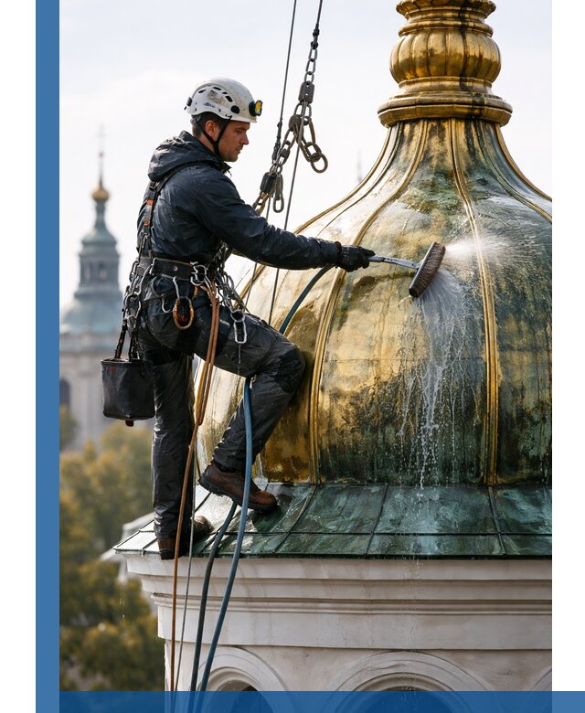 Профессиональная мойка куполов и шпилей высотными альпинистами в Междуреченске