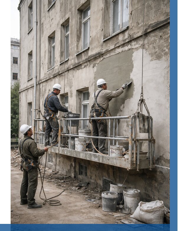 Капитальный ремонт фасада в Междуреченске от 4244 р. | ВЫСОТНИК-Мжд