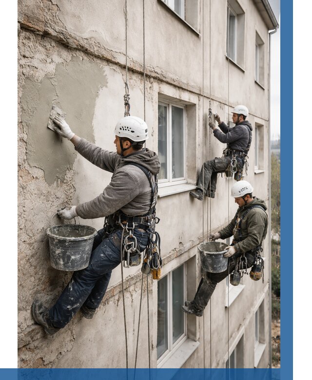 Ремонт штукатурного фасада в Междуреченске от 758 р. под ключ | ВЫСОТНИК-Мжд