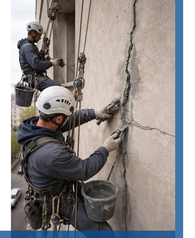 Заделка трещин на фасаде в Междуреченске от 909 р. | ВЫСОТНИК-Мжд