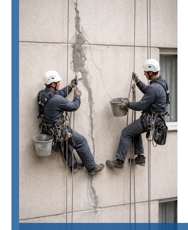 Заделка трещин на фасаде в Междуреченске с гарантийным ремонтом