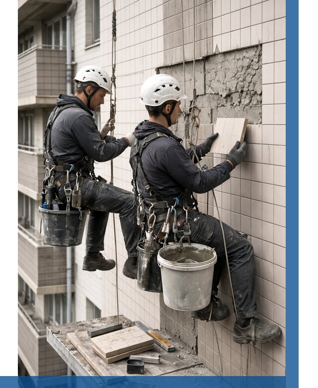 Ремонт облицовки фасада плиткой в Междуреченске от 1819 р. | ВЫСОТНИК-Мжд