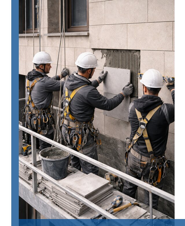 Ремонт облицовки фасада плиткой в Междуреченске с гарантией