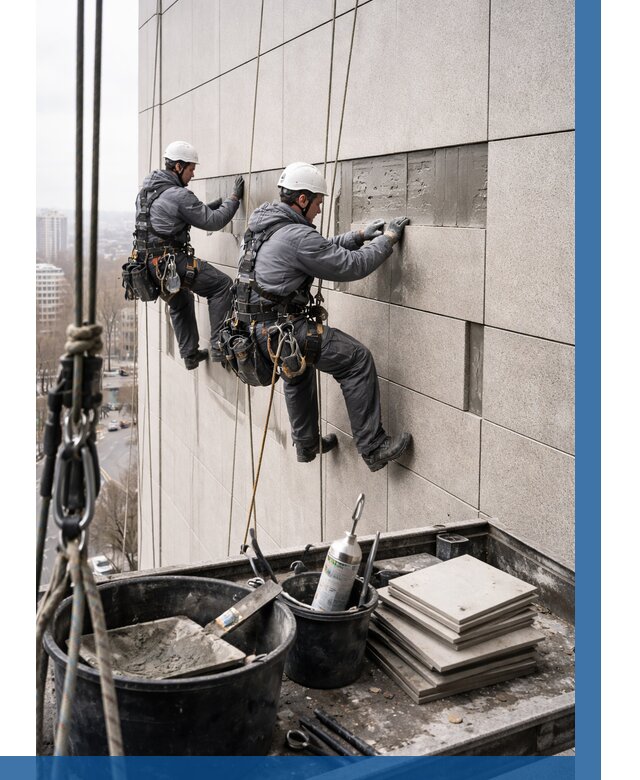 Ремонт фасада из керамогранита в Междуреченске от 2526 р. | ВЫСОТНИК-Мжд