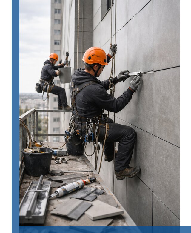 Профессиональный ремонт фасада из керамогранита в Междуреченске