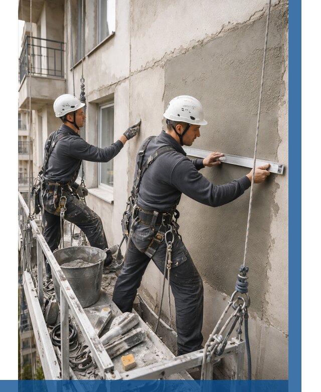 Штукатурка фасада на высоте в Междуреченске от 909 р. | ВЫСОТНИК-Мжд