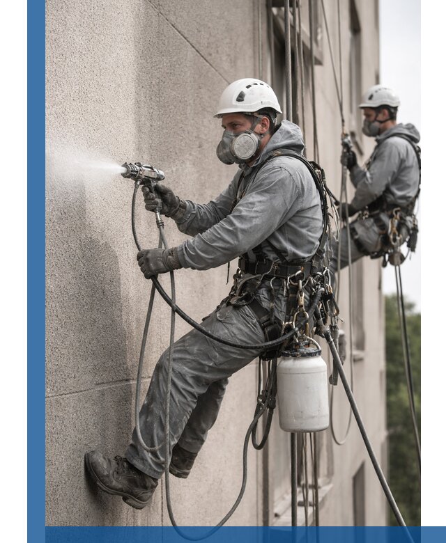 Безвоздушная покраска фасадов зданий в Междуреченске профессионально