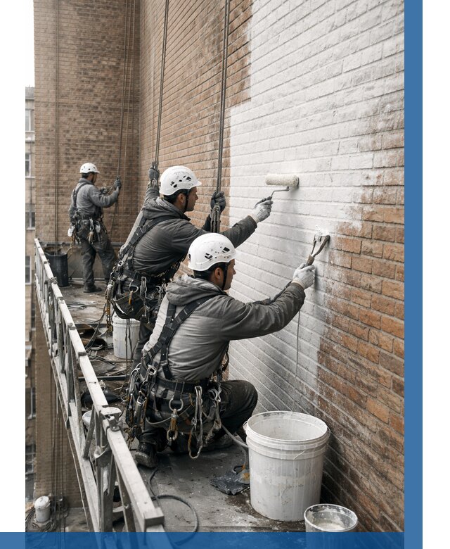 Покраска кирпичного фасада в Междуреченске от 354 р. | ВЫСОТНИК-Мжд