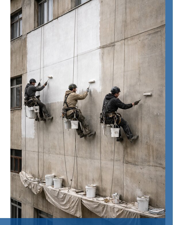 Покраска бетонного фасада в Междуреченске от 354 р за м2 | ВЫСОТНИК-Мжд