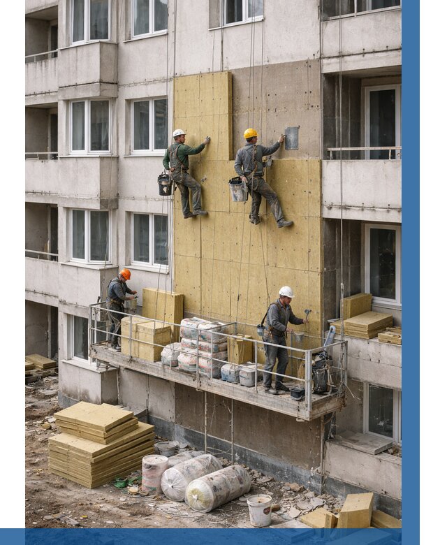 Утепление фасада минватой в Междуреченске от 1516 р. | ВЫСОТНИК-Мжд