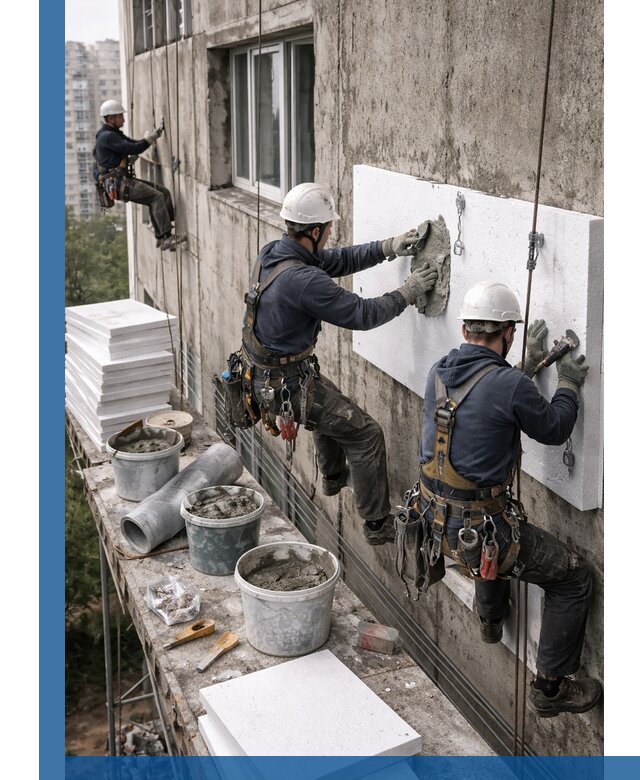 Утепление фасада пенополистиролом в Междуреченске под ключ