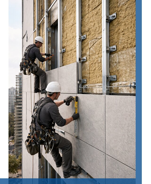 Монтаж вентилируемого фасада в Междуреченске от 3537 р. | ВЫСОТНИК-Мжд