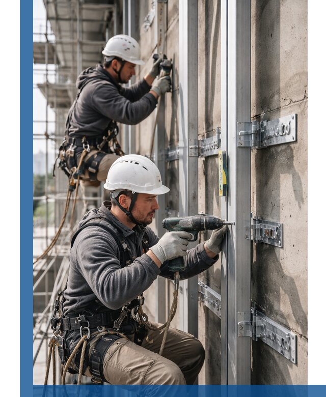 Монтаж и крепление подсистемы вентфасада в Междуреченске