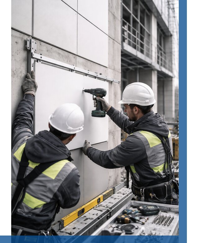 Монтаж композитных панелей фасада в Междуреченске от 2526 р. | ВЫСОТНИК-Мжд