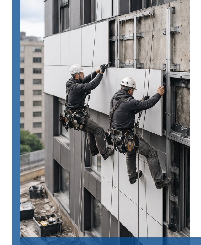 Монтаж композитных панелей фасада в Междуреченске под ключ