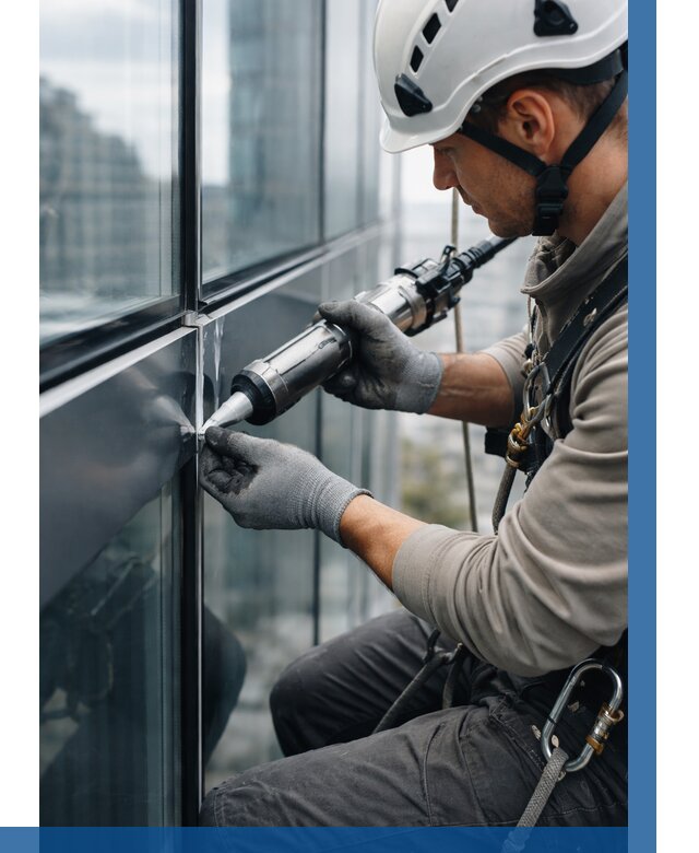 Герметизация стыков витража в Междуреченске от 1213 р. | ВЫСОТНИК-Мжд