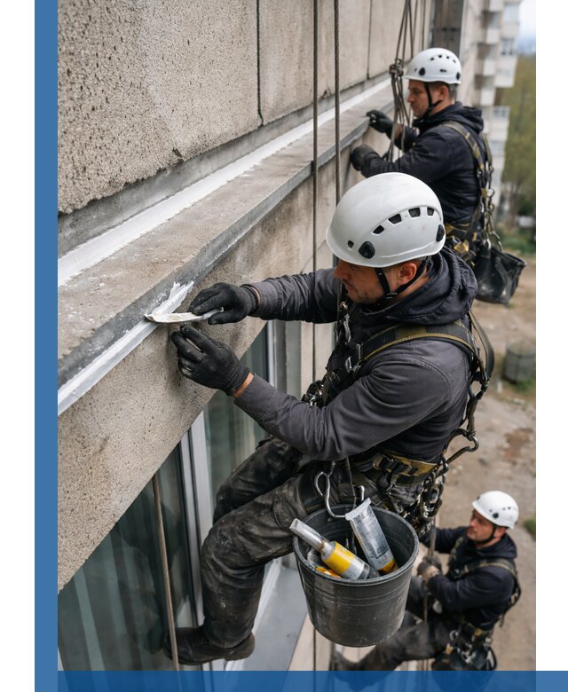 Герметизация примыкания балкона в Междуреченске под ключ с гарантией