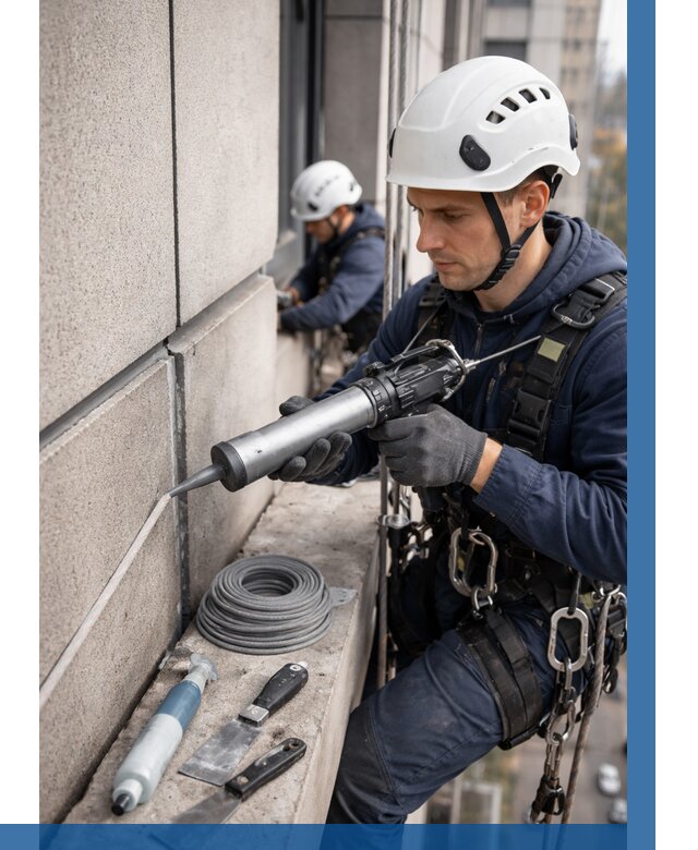 Герметизация деформационных швов фасада в Междуреченске от 707 | ВЫСОТНИК-Мжд