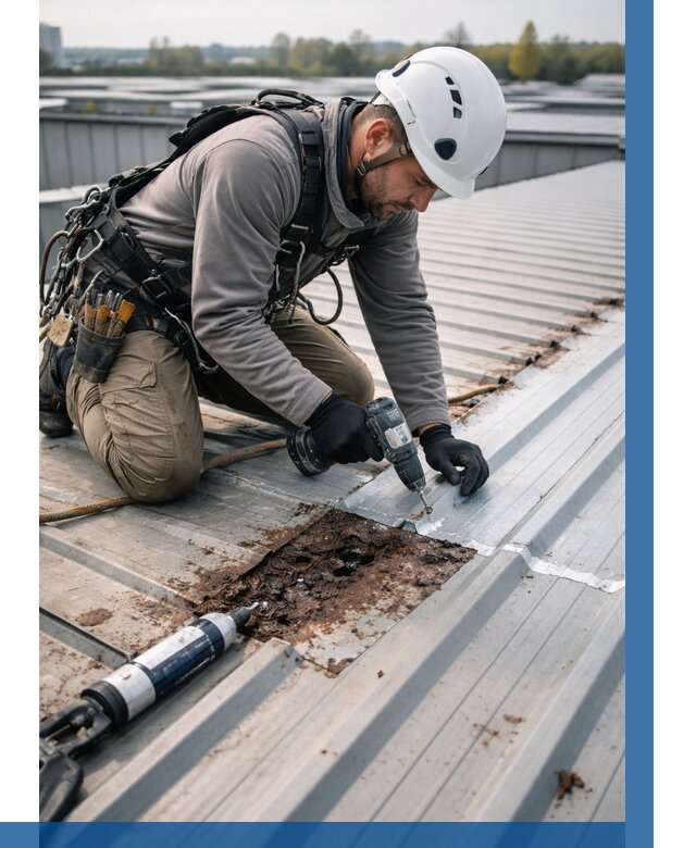 Ремонт профнастила на кровле в Междуреченске от 707 р. | ВЫСОТНИК-Мжд