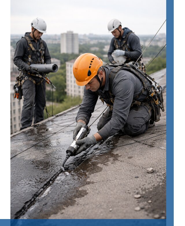 Устранение протечек кровли в Междуреченске от 12126 р. | ВЫСОТНИК-Мжд