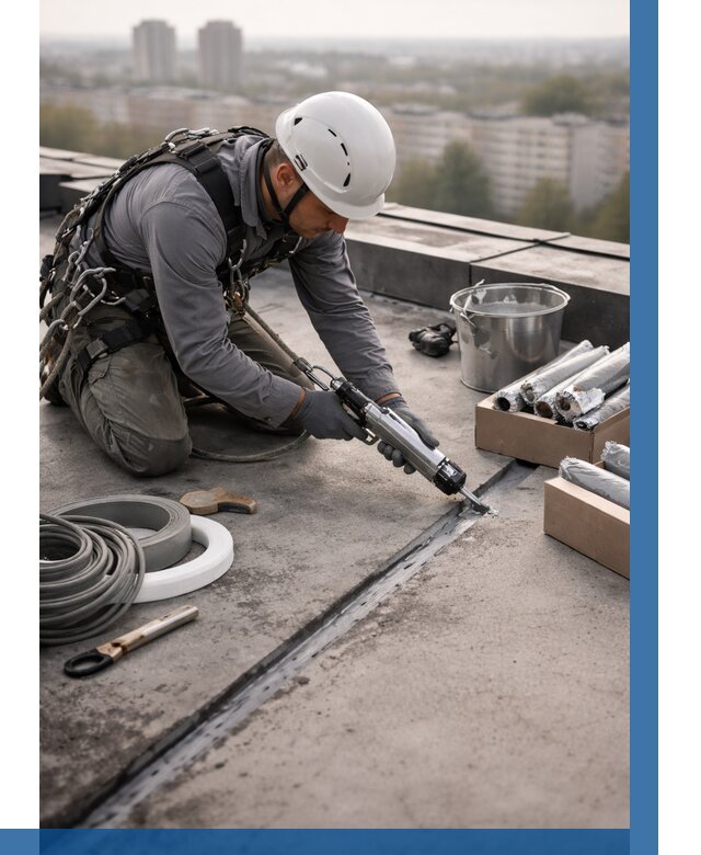 Герметизация швов кровли в Междуреченске от 455 р./м2 | ВЫСОТНИК-Мжд