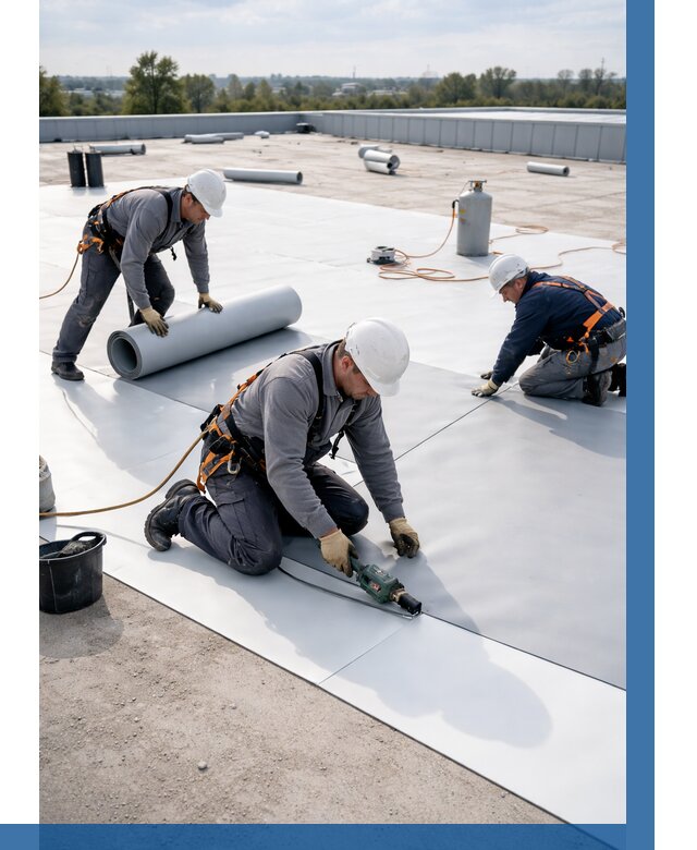 Монтаж мембранной кровли под ключ в Междуреченске от 1213 р. | ВЫСОТНИК-Мжд