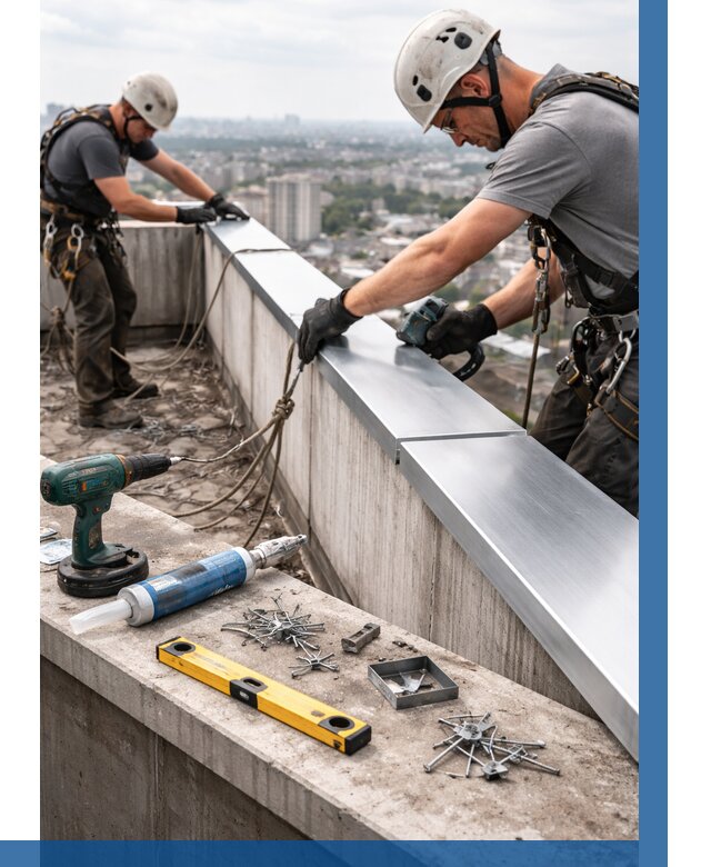 Монтаж парапетных крышек в Междуреченске от 808 р. | ВЫСОТНИК-Мжд