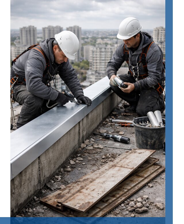 Замена парапетных крышек под ключ в Междуреченске от 1213 р. | ВЫСОТНИК-Мжд