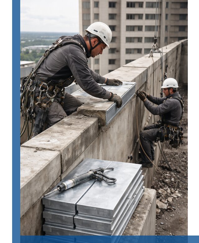 Замена парапетных крышек и установка новых в Междуреченске