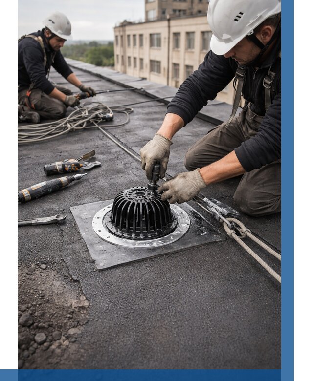 Установка водосточных воронок в Междуреченске цена от 3537 р. | ВЫСОТНИК-Мжд