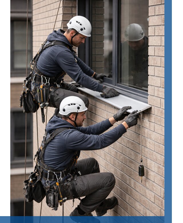 Монтаж оконных отливов под ключ в Междуреченске от 3537 р. | ВЫСОТНИК-Мжд