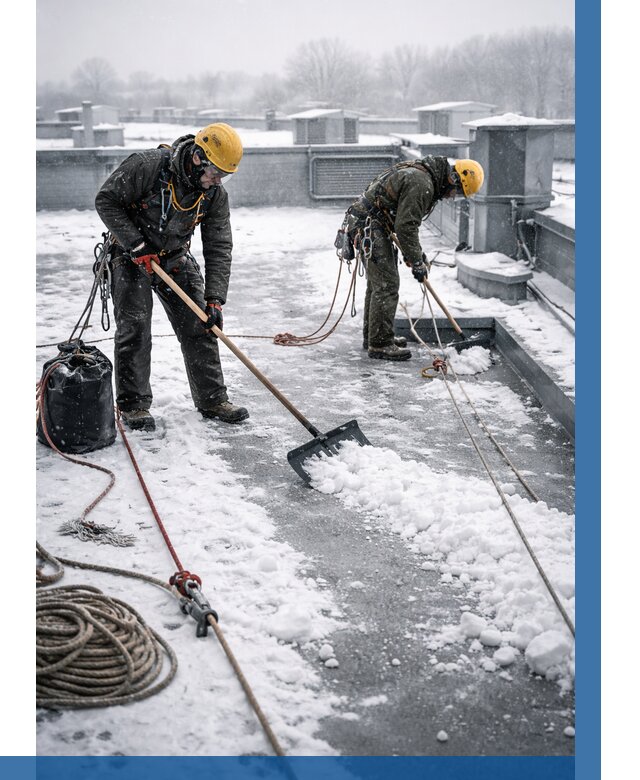 Очистка крыши от снега в Междуреченске от 7579 р. | ВЫСОТНИК-Мжд