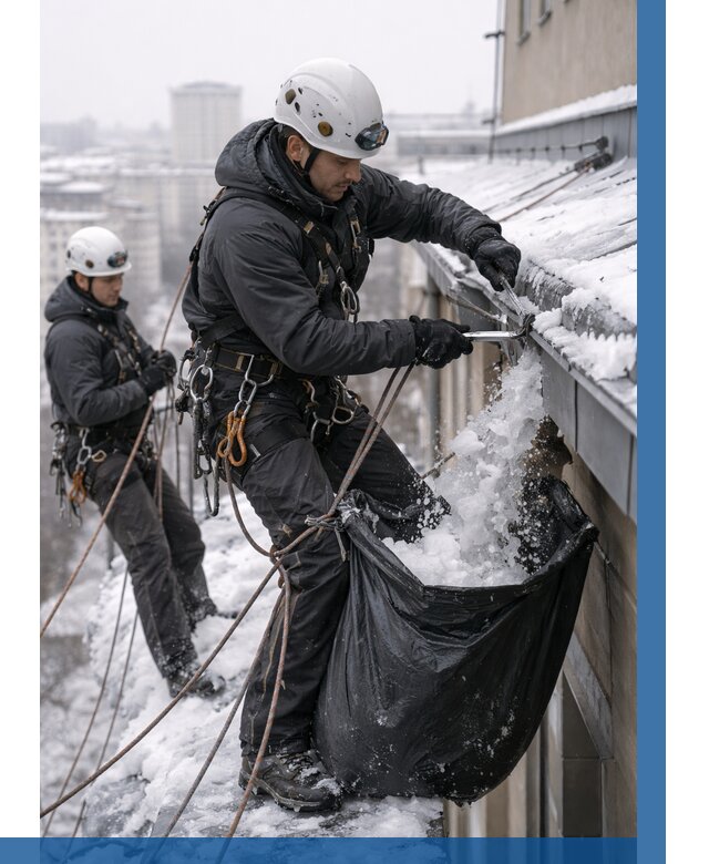 Аварийная очистка крыши в Междуреченске под ключ от 303 р. | ВЫСОТНИК-Мжд