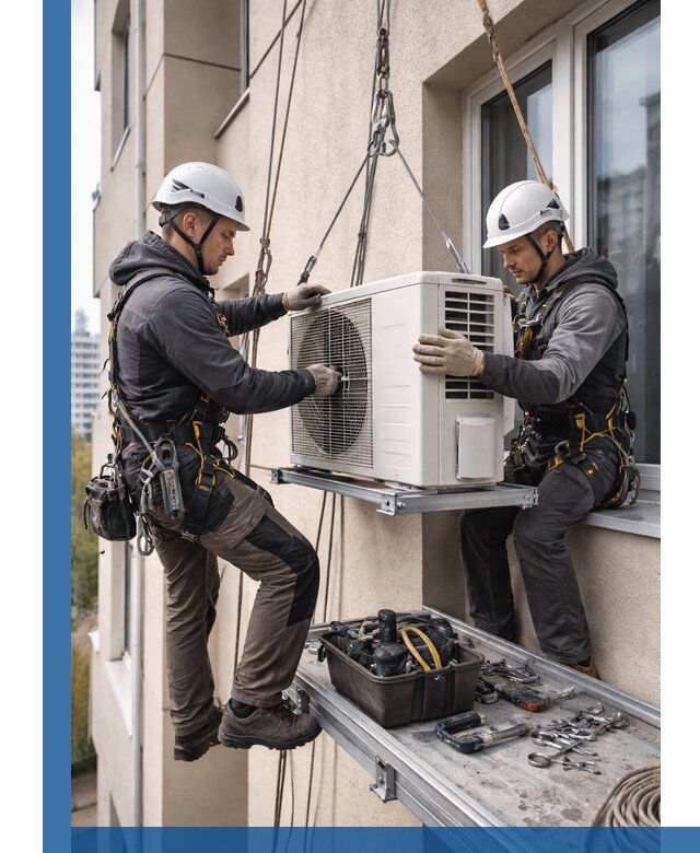 Перенос внешнего блока кондиционера в Междуреченске с монтажом и крепежом