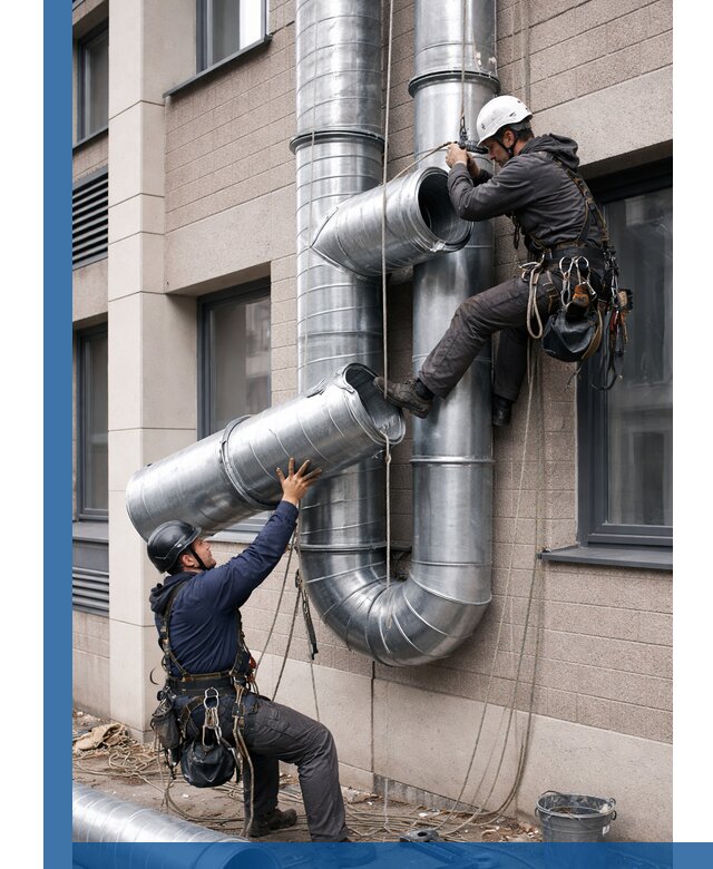 Монтаж фасадных воздуховодов в Междуреченске с герметизацией и крепежом