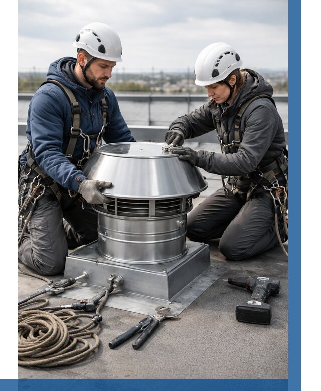 Установка дефлекторов на кровле в Междуреченске от 4547 р. | ВЫСОТНИК-Мжд