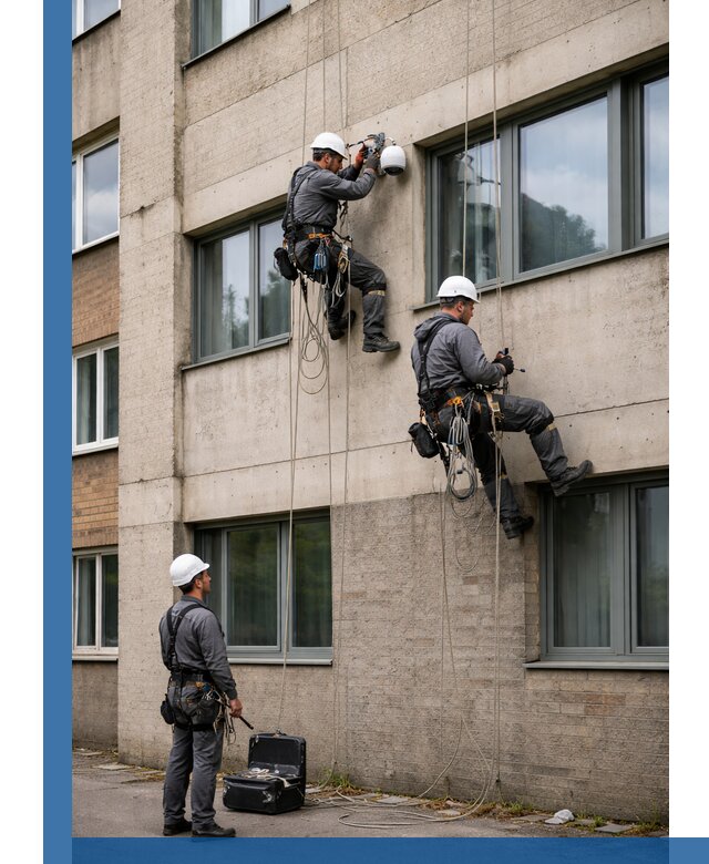 Монтаж фасадных камер видеонаблюдения в Междуреченске под ключ