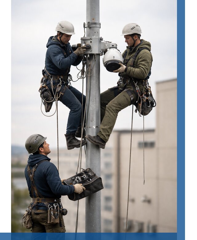 Установка видеокамер на мачте в Междуреченске от 8589 р. | ВЫСОТНИК-Мжд