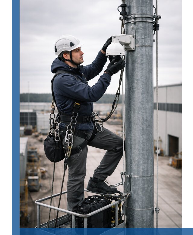 Профессиональная установка видеокамер на мачте в Междуреченске