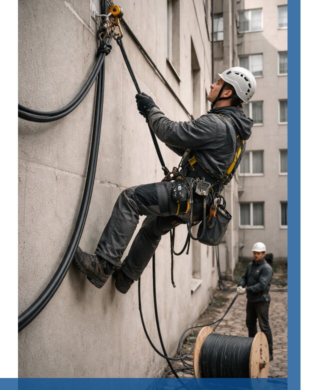 Протяжка кабеля питания на высоте в Междуреченске от 455 р. | ВЫСОТНИК-Мжд