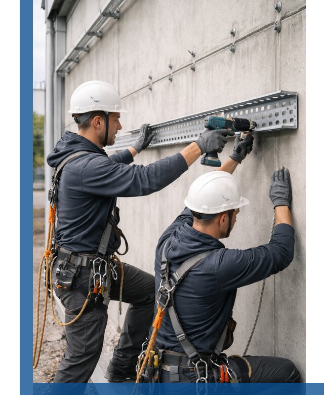 Монтаж кабельных лотков на фасаде зданий в Междуреченске с гарантией