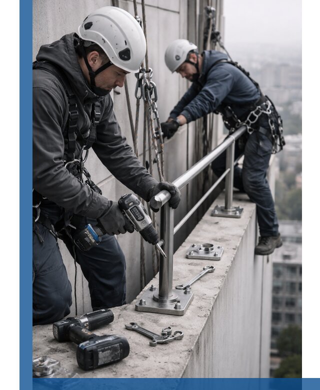 Монтаж перил на высоте в Междуреченске для жилых и промобъектов