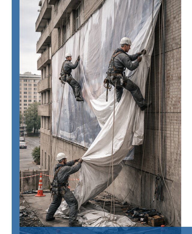 Демонтаж баннеров с фасада в Междуреченске оперативно и безопасно