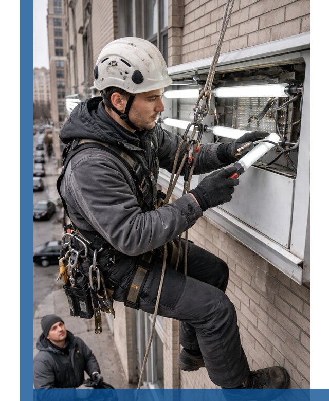 Профессиональная замена ламп в наружной вывеске в Междуреченске